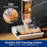 Tineco Floor One Stretch S6 nat-droogzuiger, 180° platte design zuigmop 13cm lighoogte, 70°C 5min FlashDry zelfreinigend, 3-zijdige randreiniging 40min looptijd Reiniging onder diep meubilair - Maat Floor One Stretch S6