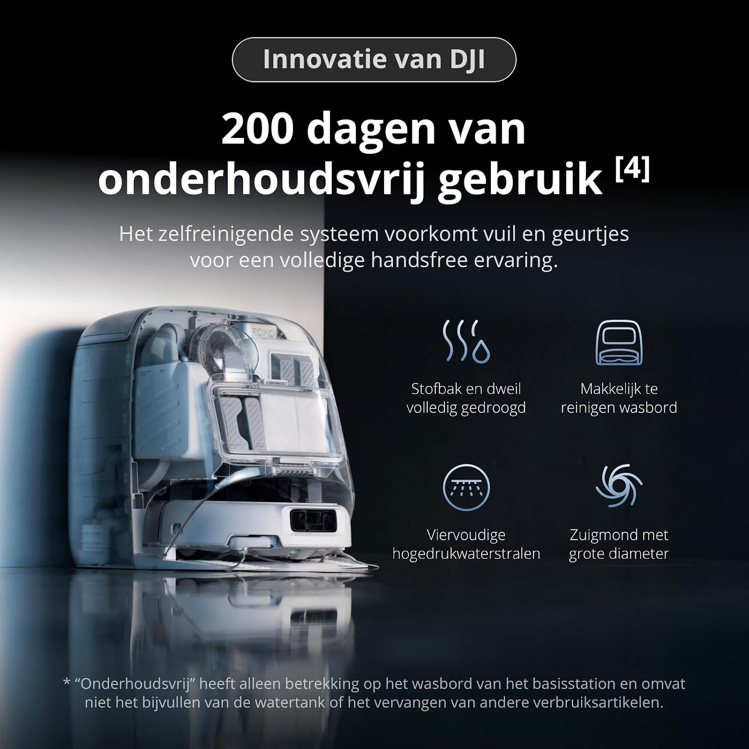 DJI ROMO P Robotstofzuiger en mop, sensoren op droneniveau