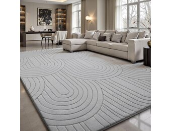 Sour Lemon Vloerkleed 3D Geometrisch - Lichtgrijs - 140 x 200 cm