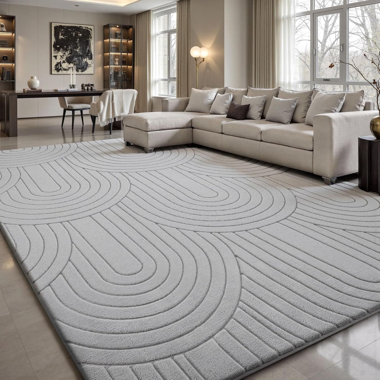 Sour Lemon Vloerkleed 3D Geometrisch - Lichtgrijs - 140 x 200 cm