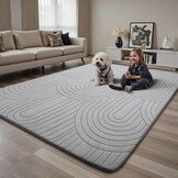 Sour Lemon Vloerkleed 3D Geometrisch - Lichtgrijs - 140 x 200 cm