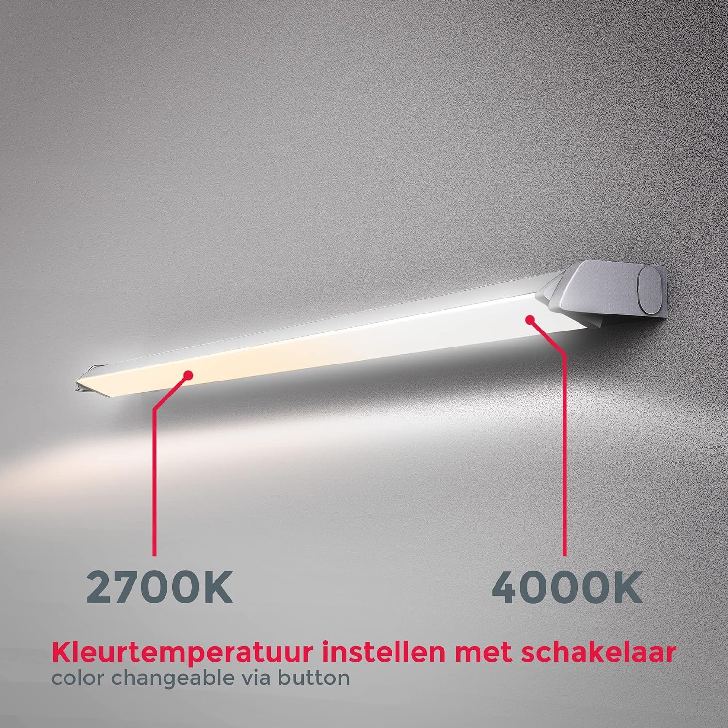 B.K.Licht I Keukenverlichting I kastverlichting I onderbouwverlichting I kleurtemperatuur instelbaar I titaan I 8W LED keuken verlichting