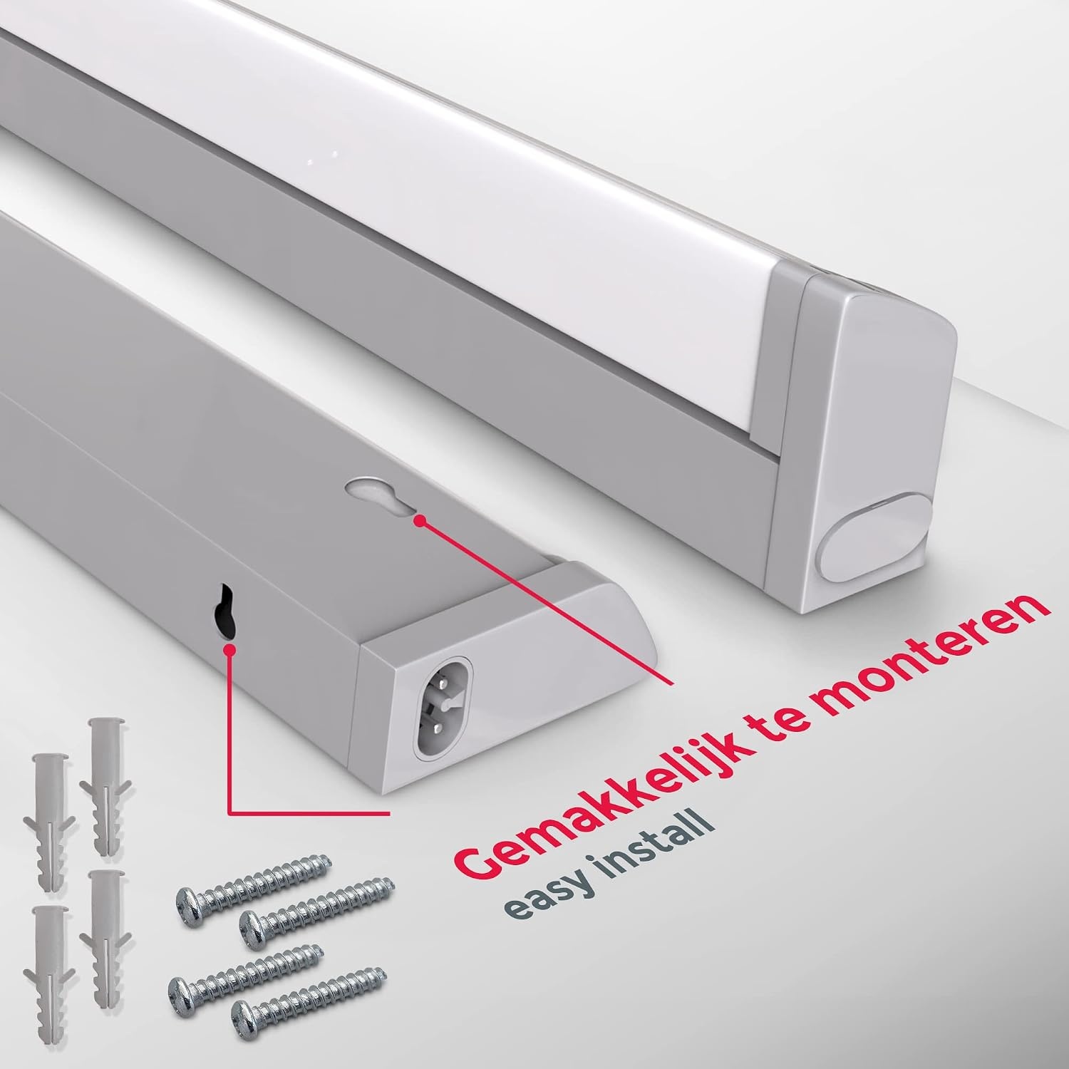 B.K.Licht I Keukenverlichting I kastverlichting I onderbouwverlichting I kleurtemperatuur instelbaar I titaan I 8W LED keuken verlichting