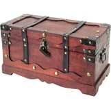 HMF Schatkist van hout, grote Schatkist met decoratief slot voor kinderfeestje | 40 x 19 x 22 cm | Frankrijk - Maat 40 cm
