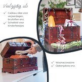 HMF Schatkist van hout, grote Schatkist met decoratief slot voor kinderfeestje | 40 x 19 x 22 cm | Frankrijk - Maat 40 cm