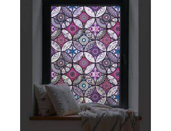 Dktie Decoratieve folie glasschilderij raamfolie zichtbeschermingsfolie melkglasfolie cirkels statisch hechtend privacy raamsticker (lila, 90 x 200 cm)