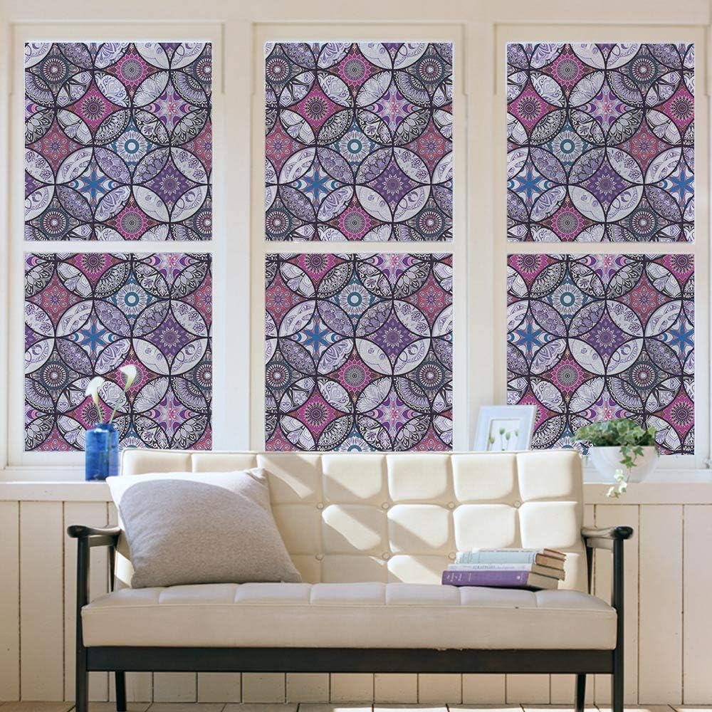 Dktie Decoratieve folie glasschilderij raamfolie zichtbeschermingsfolie melkglasfolie cirkels statisch hechtend privacy raamsticker (lila, 90 x 200 cm)