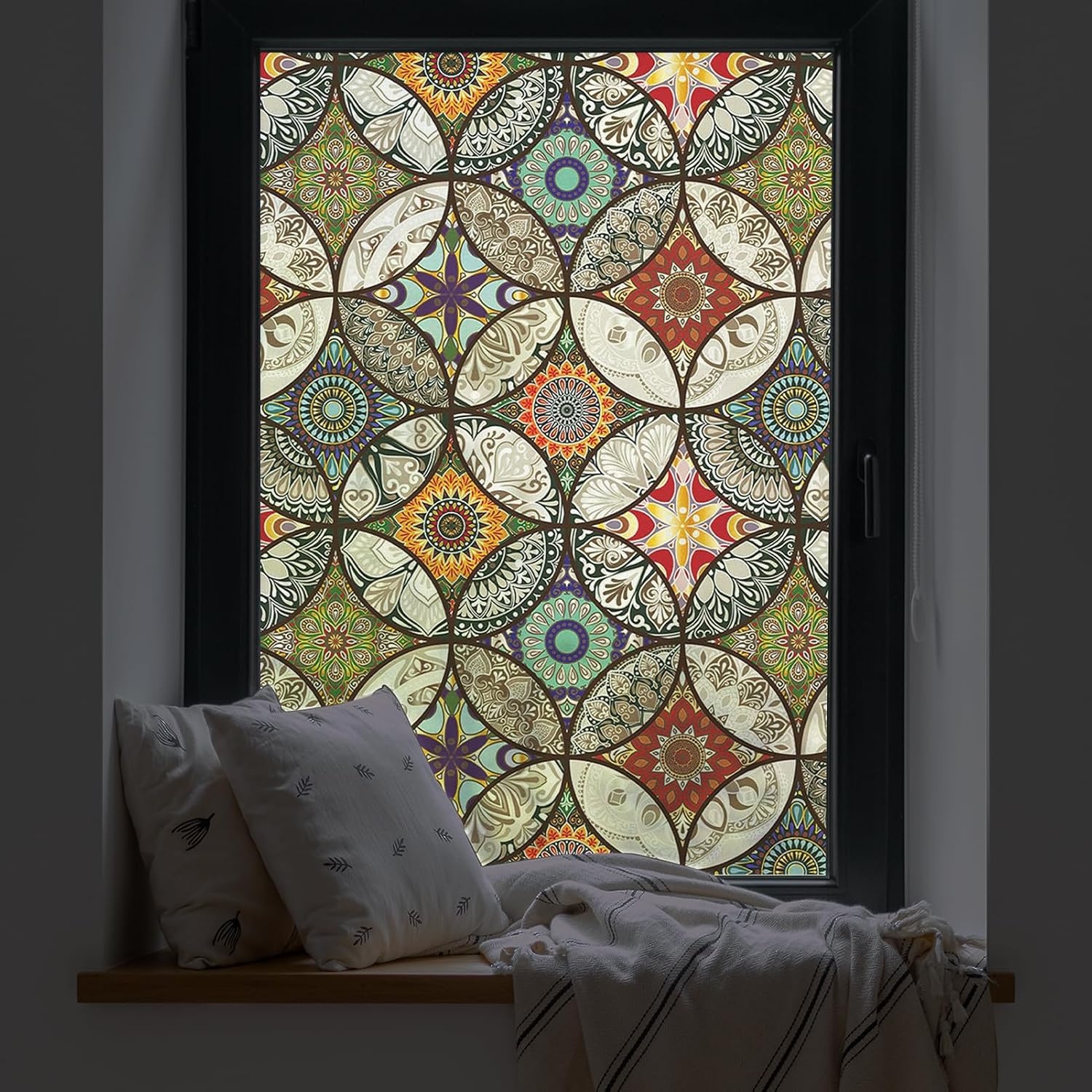 Dktie Decoratieve folie glasschilderij raamfolie zichtbeschermingsfolie melkglasfolie cirkels statisch hechtend privacy raamsticker (lila, 90 x 200 cm)