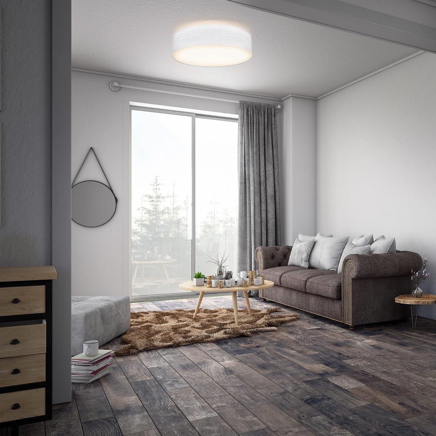 B.K.Licht I Plafondlamp I stoffen plafoniere I slaapkamer plafondlampen I lampen wit I stof plafonniere I IP20 I Ø38cm I excl. E27