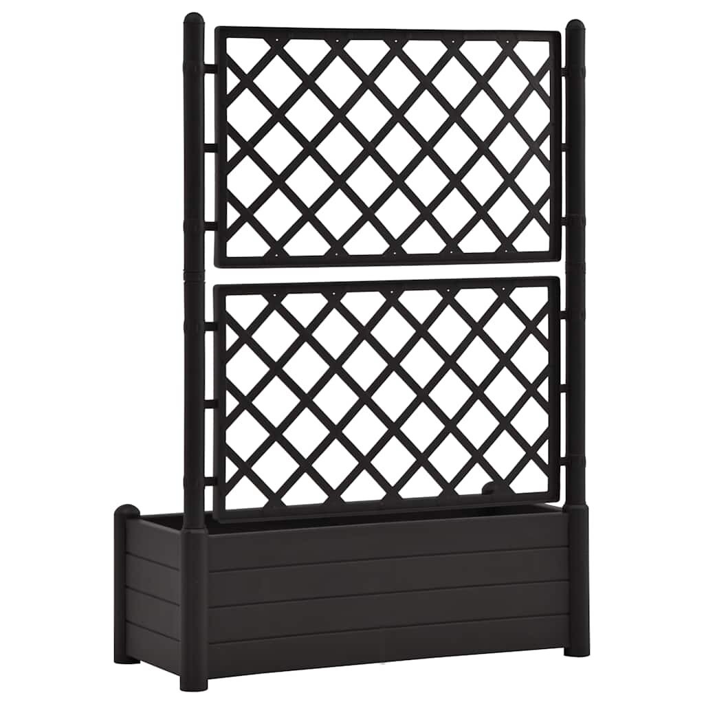 vidaXL Plantenbak met latwerk 100x43x142 cm PP antraciet