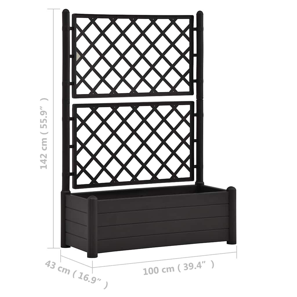 vidaXL Plantenbak met latwerk 100x43x142 cm PP antraciet