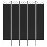 vidaXL Kamerscherm met 5 panelen 200x200 cm stof zwart