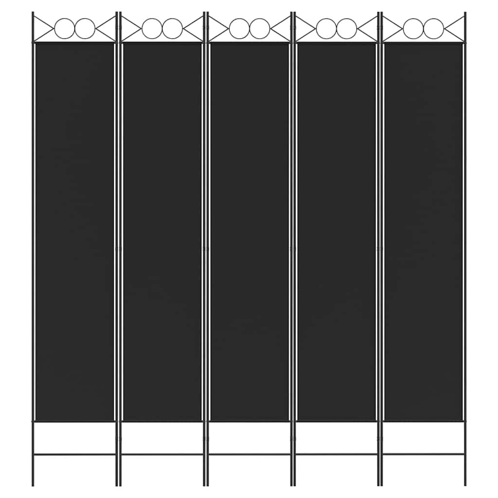 vidaXL Kamerscherm met 5 panelen 200x200 cm stof zwart