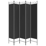 vidaXL Kamerscherm met 5 panelen 200x200 cm stof zwart