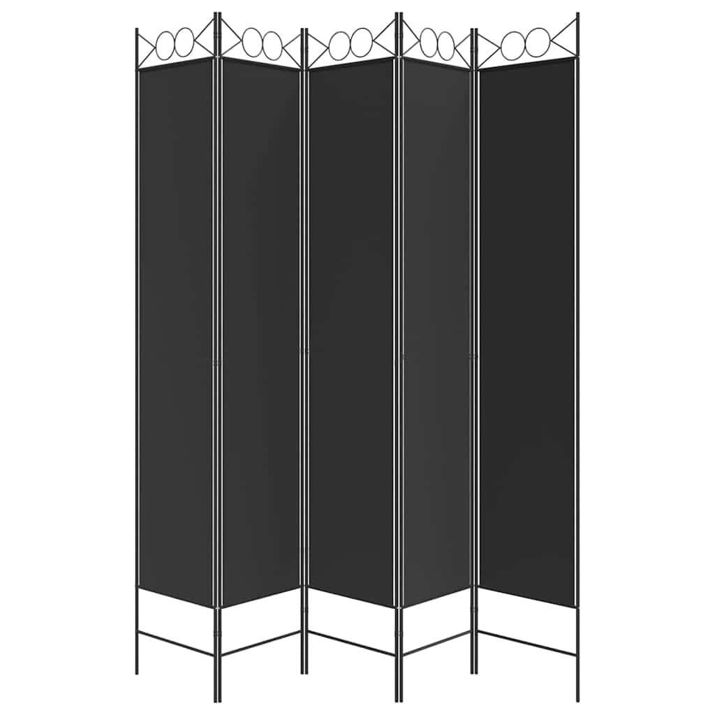 vidaXL Kamerscherm met 5 panelen 200x200 cm stof zwart