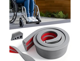 deurdrempelrampe 4,5 x 10 x 90 cm, rolstoelrampe, overgangsprofiel, zelfklevend, drempelrampe voor robotstofzuiger, TPE, deurdrempellijst, deurdrempelrampen, rampen voor rolstoelen, kinderwagens - Maat 4.5 x 10 x 90 cm Grau