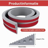 deurdrempelrampe 4,5 x 10 x 90 cm, rolstoelrampe, overgangsprofiel, zelfklevend, drempelrampe voor robotstofzuiger, TPE, deurdrempellijst, deurdrempelrampen, rampen voor rolstoelen, kinderwagens - Maat 4.5 x 10 x 90 cm Grau