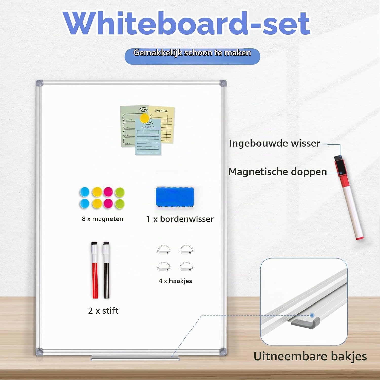 DOLLAR BOSS Groot Magnetisch Prikbord 50X70CM Multifunctioneel Whiteboard - Maat 50B x 70H cm