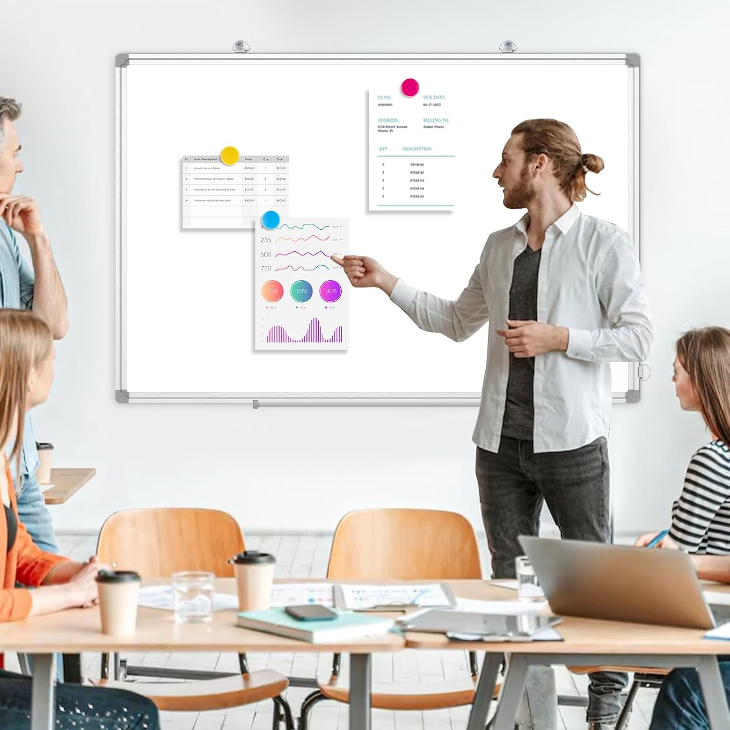 DOLLAR BOSS Groot Magnetisch Prikbord 50X70CM Multifunctioneel Whiteboard - Maat 50B x 70H cm