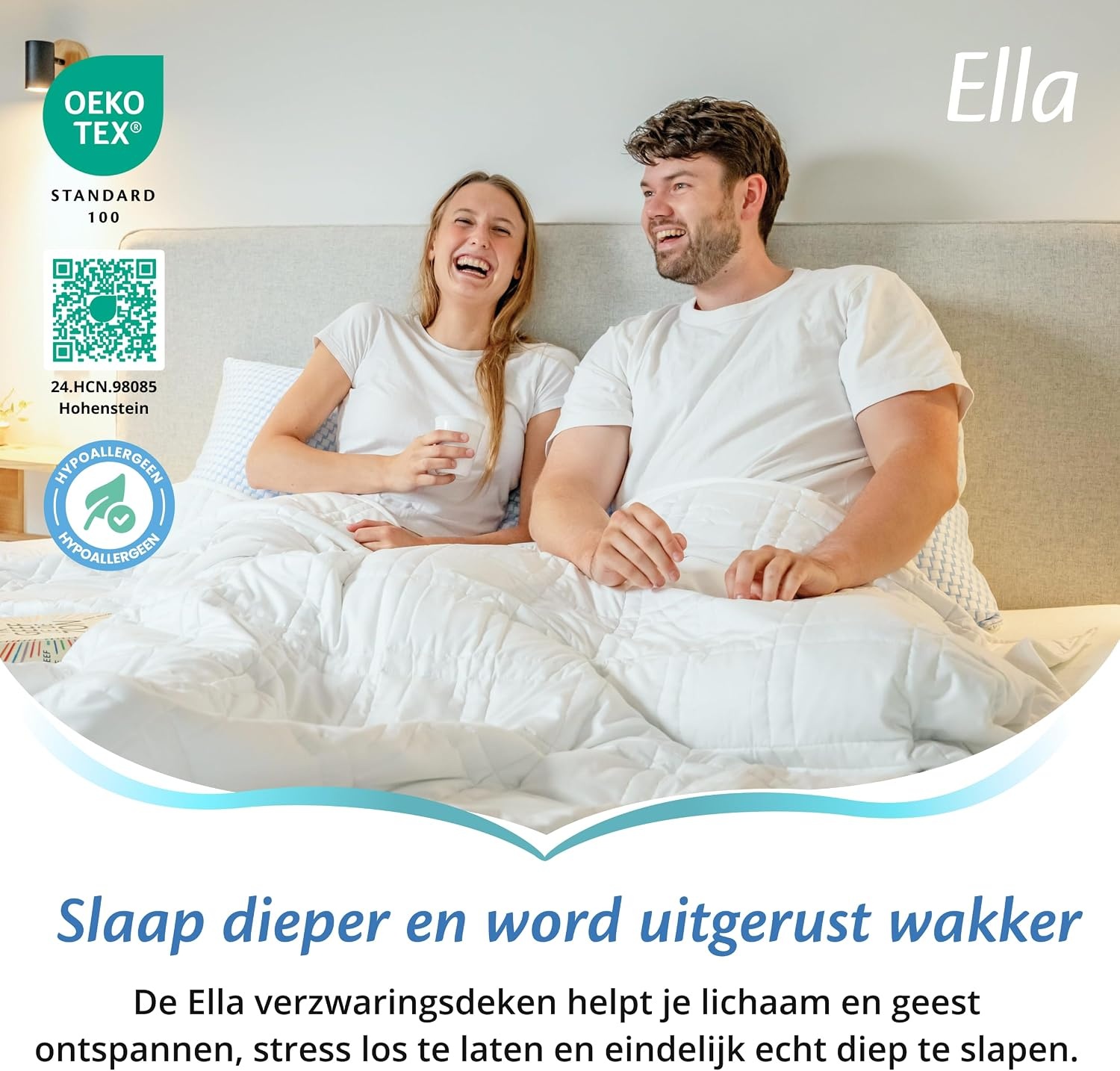 Ella Verzwaringsdeken 7kg 135 x 200cm - Weighted Blanket - Verzwaarde Deken - OEKO-TEX Gecertificeerd - Wit