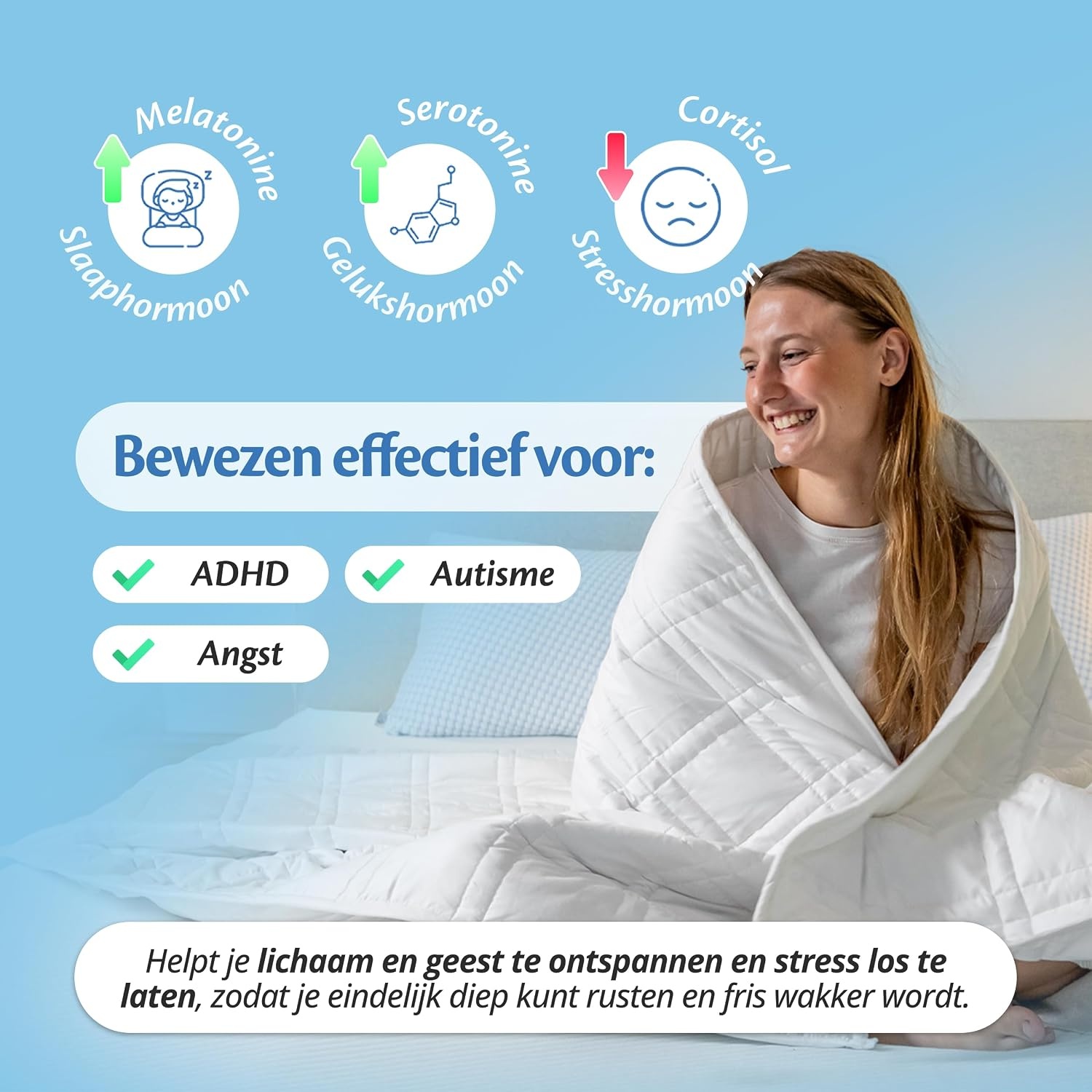 Ella Verzwaringsdeken 7kg 135 x 200cm - Weighted Blanket - Verzwaarde Deken - OEKO-TEX Gecertificeerd - Wit
