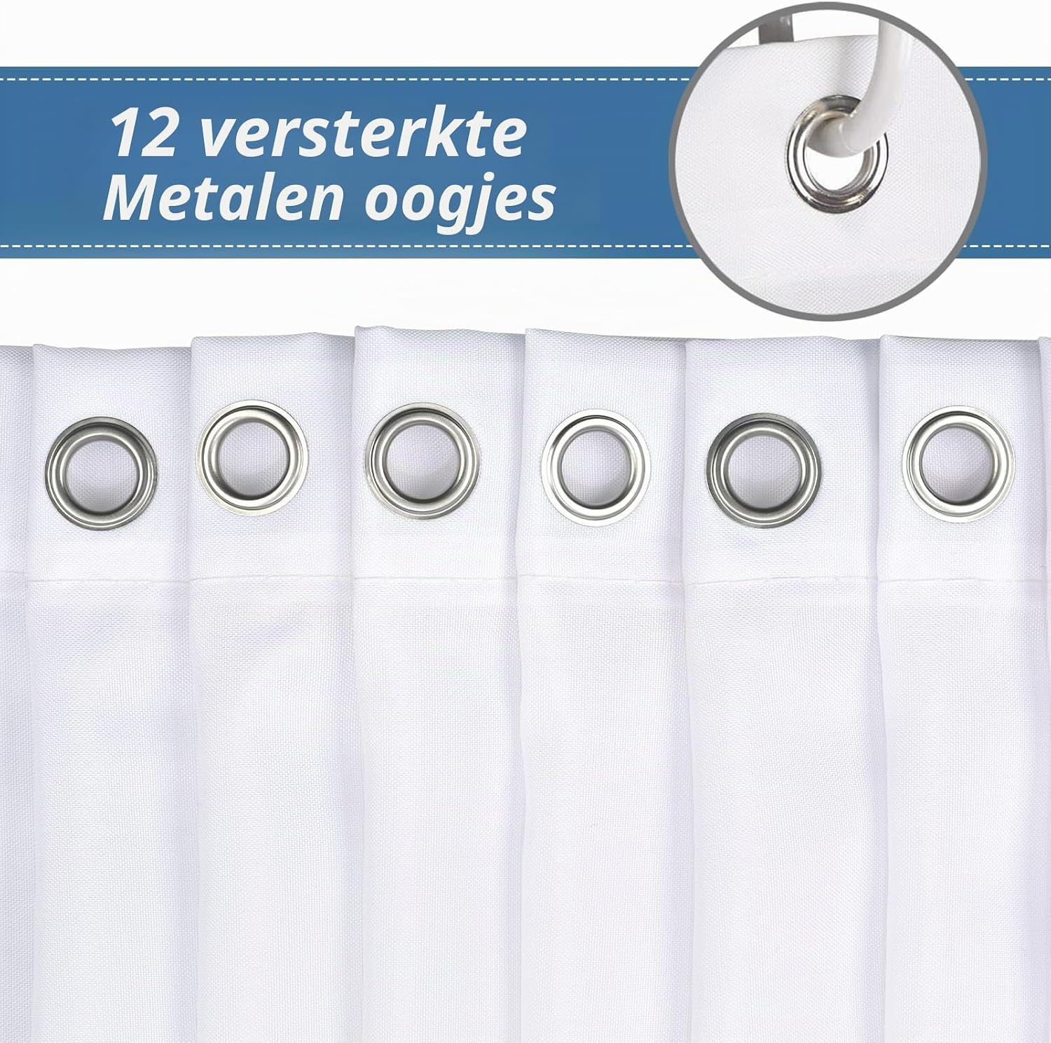 Bonhause Douchegordijn Oceaan Golven - Blauw - 180 x 180 cm - Inclusief 12 haken