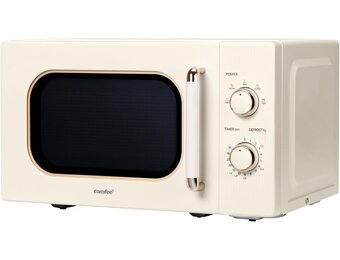 COMFEE CMO-M202NC(CM) Vintage retro elegante magnetron met 5 standen, 700 W, 20 l, instelbare timer 0-35 minuten, eenvoudige bediening, binnenverlichting, abrikooscrème