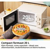 COMFEE CMO-M202NC(CM) Vintage retro elegante magnetron met 5 standen, 700 W, 20 l, instelbare timer 0-35 minuten, eenvoudige bediening, binnenverlichting, abrikooscrème