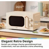 COMFEE CMO-M202NC(CM) Vintage retro elegante magnetron met 5 standen, 700 W, 20 l, instelbare timer 0-35 minuten, eenvoudige bediening, binnenverlichting, abrikooscrème