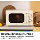 COMFEE CMO-M202NC(CM) Vintage retro elegante magnetron met 5 standen, 700 W, 20 l, instelbare timer 0-35 minuten, eenvoudige bediening, binnenverlichting, abrikooscrème