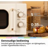COMFEE CMO-M202NC(CM) Vintage retro elegante magnetron met 5 standen, 700 W, 20 l, instelbare timer 0-35 minuten, eenvoudige bediening, binnenverlichting, abrikooscrème