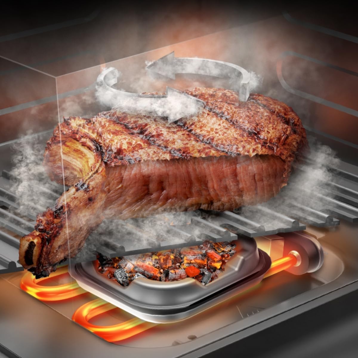Cecotec Air Fryer Cecofry & Grill Smokin' 4500 4.5 Litres, 1900 W, Grill Plate – Double Resistance, Integrated Smoker, Temperature Adjustable from 104 – 392 °F, 10 Menus - Maat 4.5 L