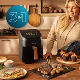 Cecotec Air Fryer Cecofry & Grill Smokin' 4500 4.5 Litres, 1900 W, Grill Plate – Double Resistance, Integrated Smoker, Temperature Adjustable from 104 – 392 °F, 10 Menus - Maat 4.5 L