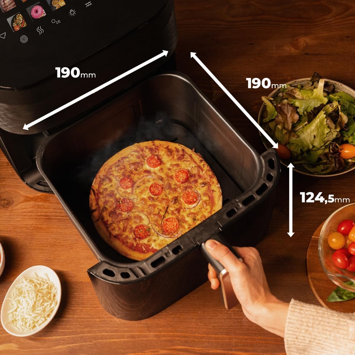 Cecotec Air Fryer Cecofry & Grill Smokin' 4500 4.5 Litres, 1900 W, Grill Plate – Double Resistance, Integrated Smoker, Temperature Adjustable from 104 – 392 °F, 10 Menus - Maat 4.5 L