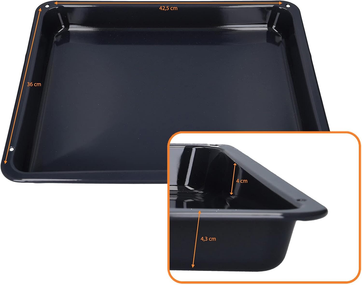 DL-pro Vetpan bakplaat 42,5x36x4,3cm voor AEG Electrolux Juno 387028820/0 3870288200 387028820 diep geëmailleerd voor oven fornuis