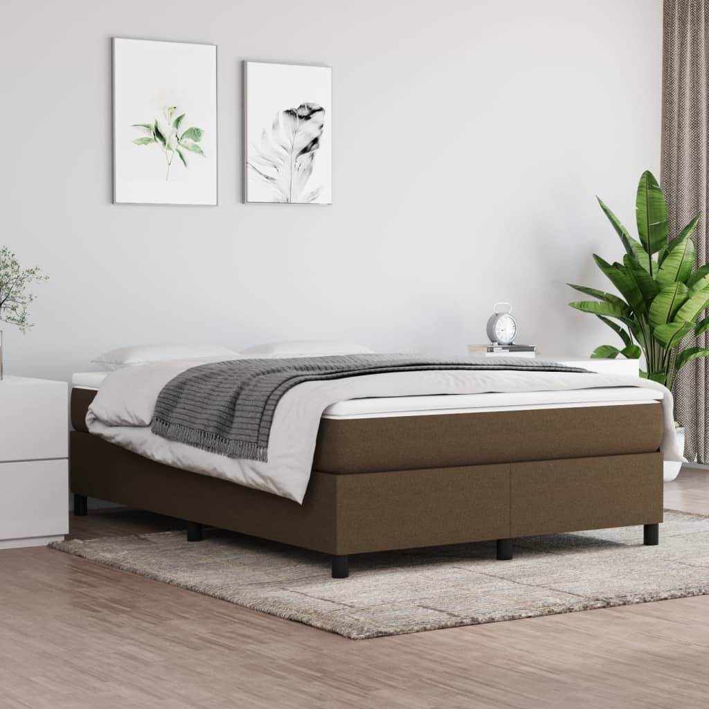 vidaXL Bedframe zonder matras stof donkerbruin 140x200 cm