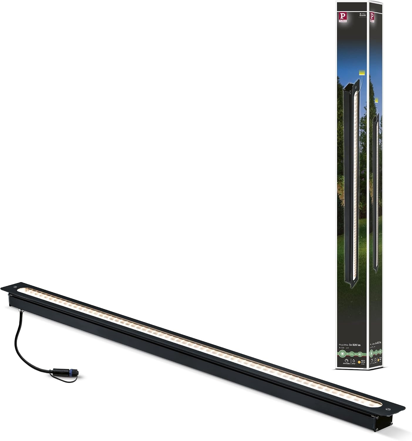 Paulmann 93921 Outdoor Plug & Shine vloerinbouwarmatuur IP67 3000K 8W 24V stralingshoek 95 ° 93921 LED inbouwspot terrasverlichting, buitenverlichting, 90 x 5,4 x 4,5 cm, Antraciet