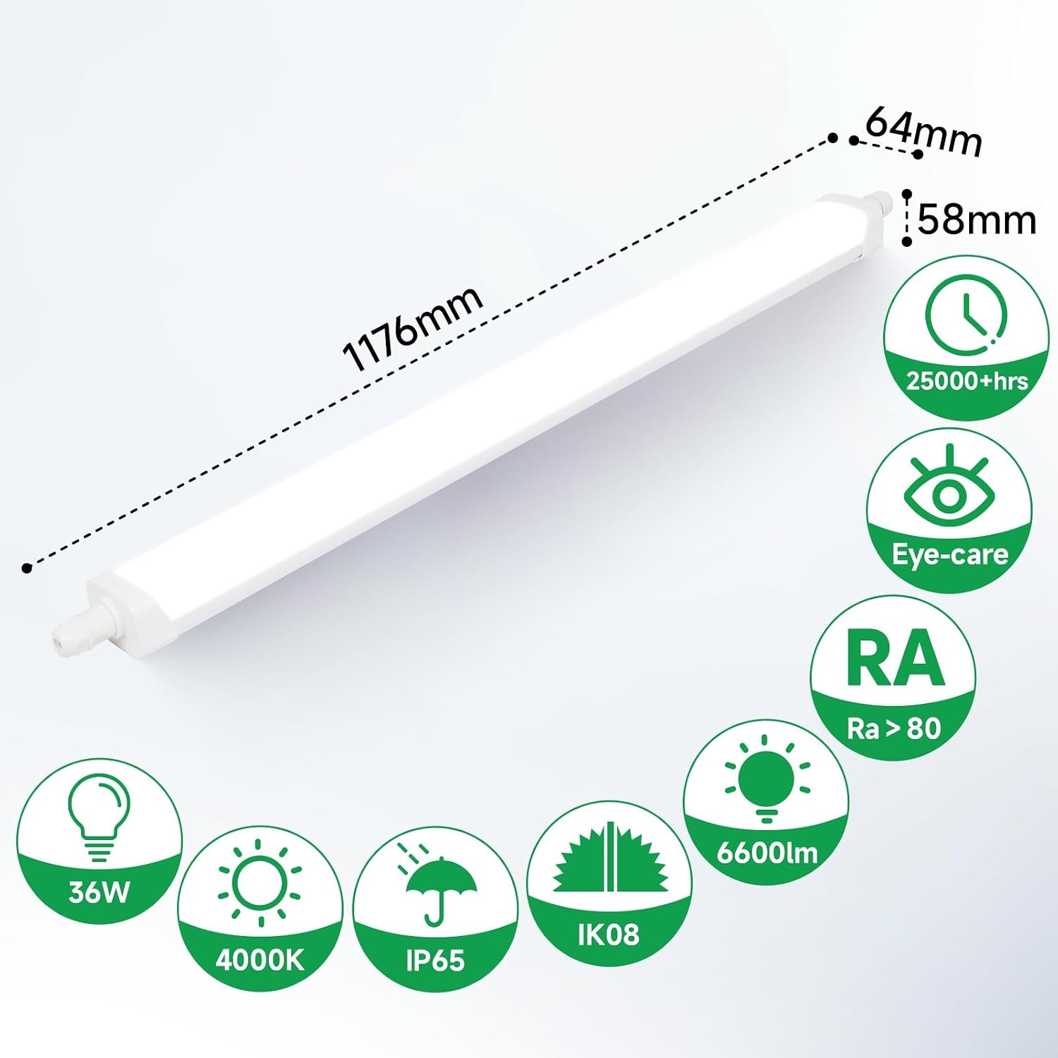 WARMELLE LED Batten Licht 120 cm - 36W - IP65 - 6600lm - 4 Pack