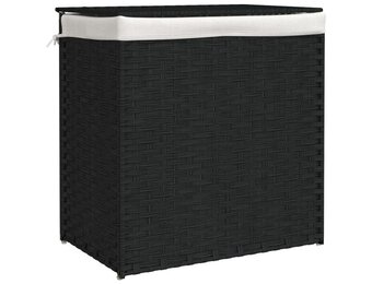 vidaXL Wasmand met 2 vakken 53x35x57 cm poly rattan zwart