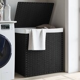 vidaXL Wasmand met 2 vakken 53x35x57 cm poly rattan zwart
