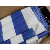 vidaXL Luifel handmatig uittrekbaar 400 cm blauw en witte strepen