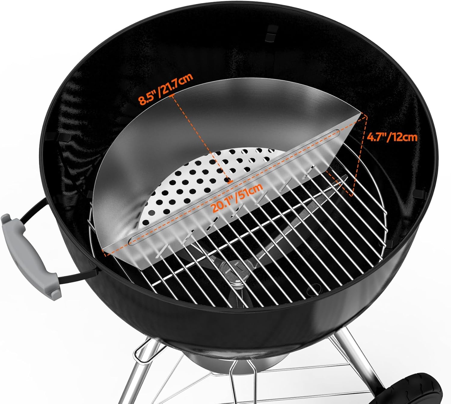 Onlyfire RVS Houtskoolmanden voor 57 cm en 67 cm Kogelbarbecue - Zilver