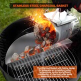 Onlyfire RVS Houtskoolmanden voor 57 cm en 67 cm Kogelbarbecue - Zilver