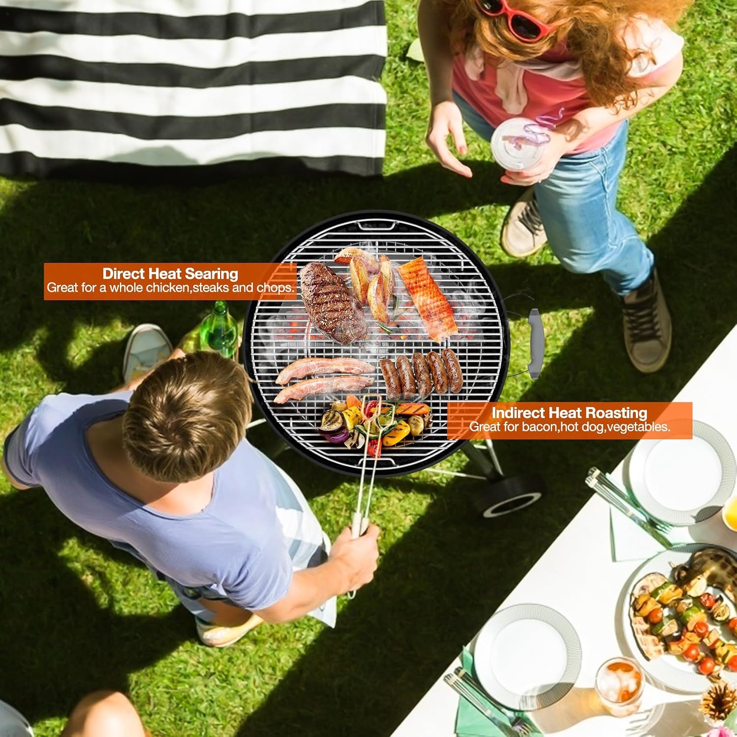 Onlyfire RVS Houtskoolmanden voor 57 cm en 67 cm Kogelbarbecue - Zilver