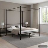 vidaXL Hemelbedframe metaal zwart 160x200 cm