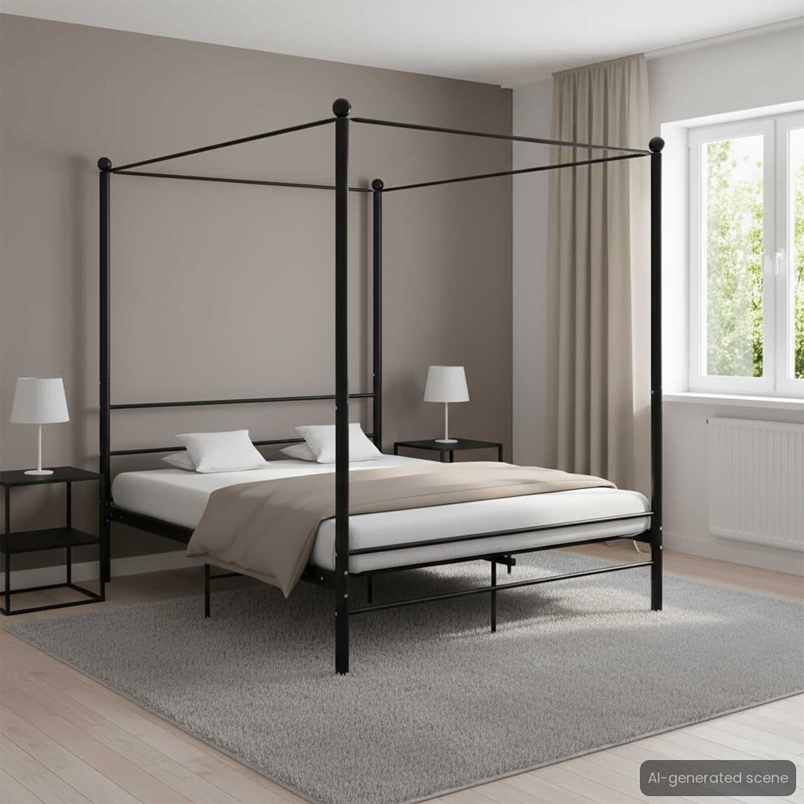 vidaXL Hemelbedframe metaal zwart 160x200 cm