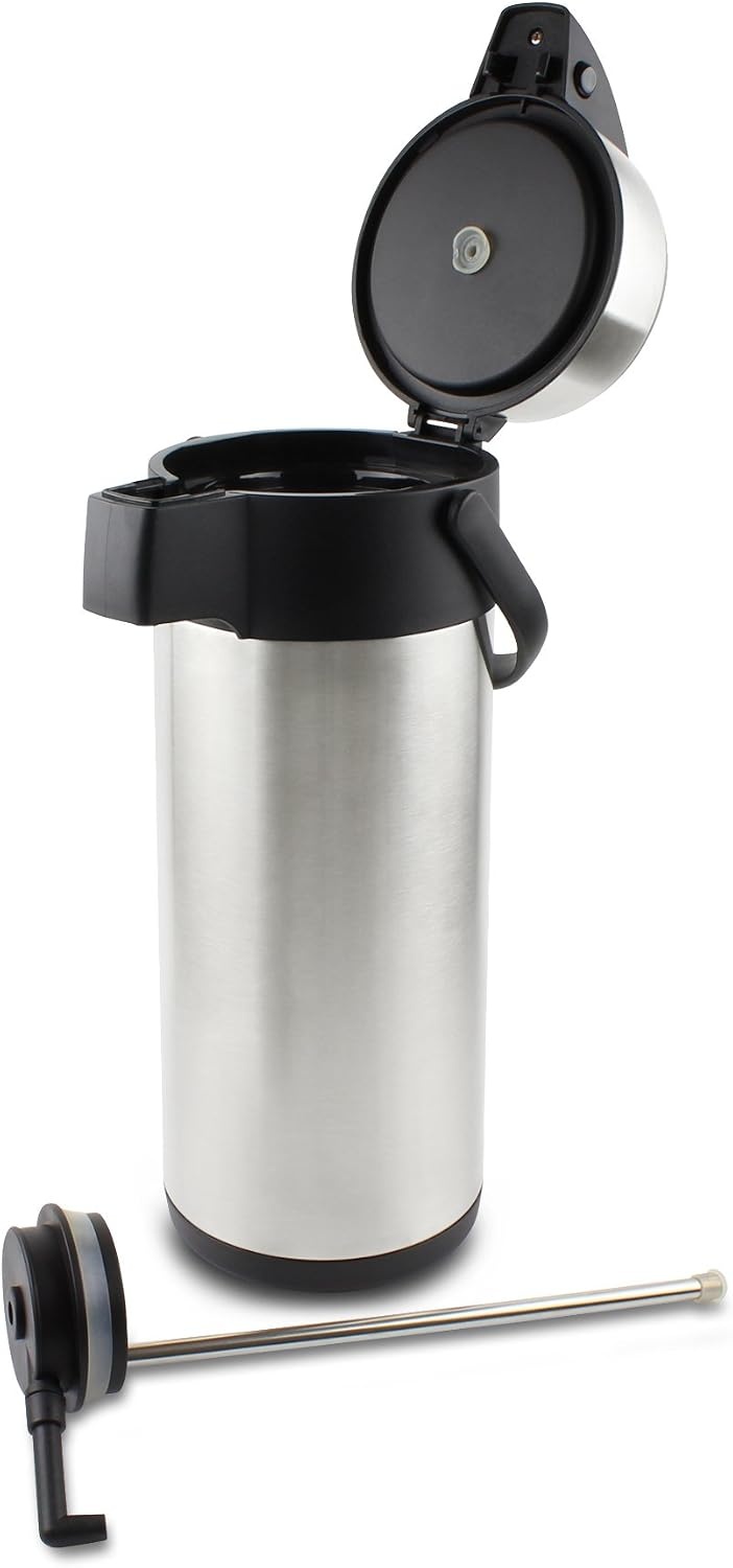 Pioneer Thermoskan met Pompfunctie - 5 Liter - Roestvrij Staal