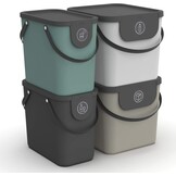 Rotho Albula Afvalscheidingssysteem Set van 4 - 2x25L & 2x40L - Blauw, Cappuccino en Antraciet
