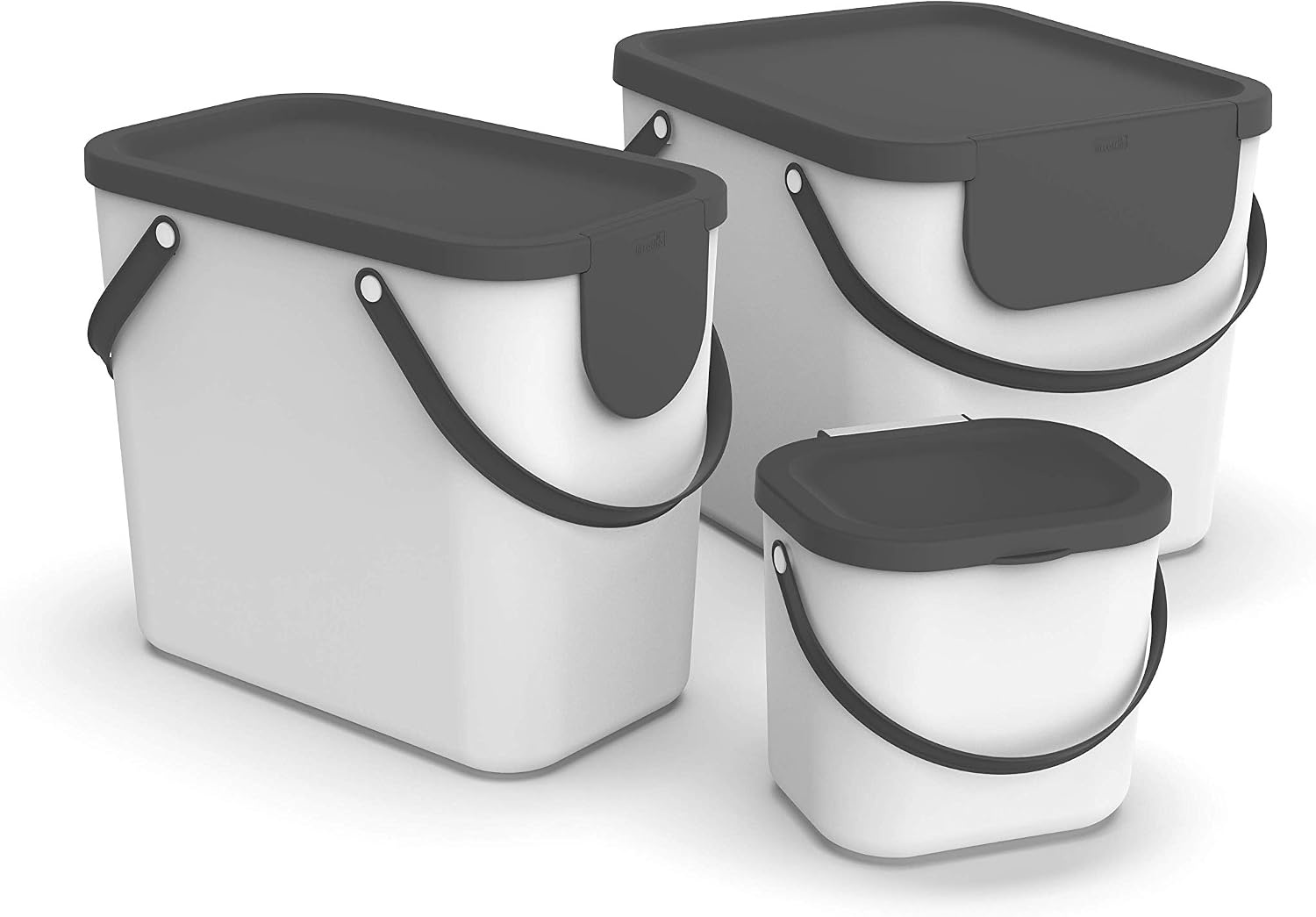 Rotho Albula Afvalscheidingssysteem Set van 4 - 2x25L & 2x40L - Blauw, Cappuccino en Antraciet