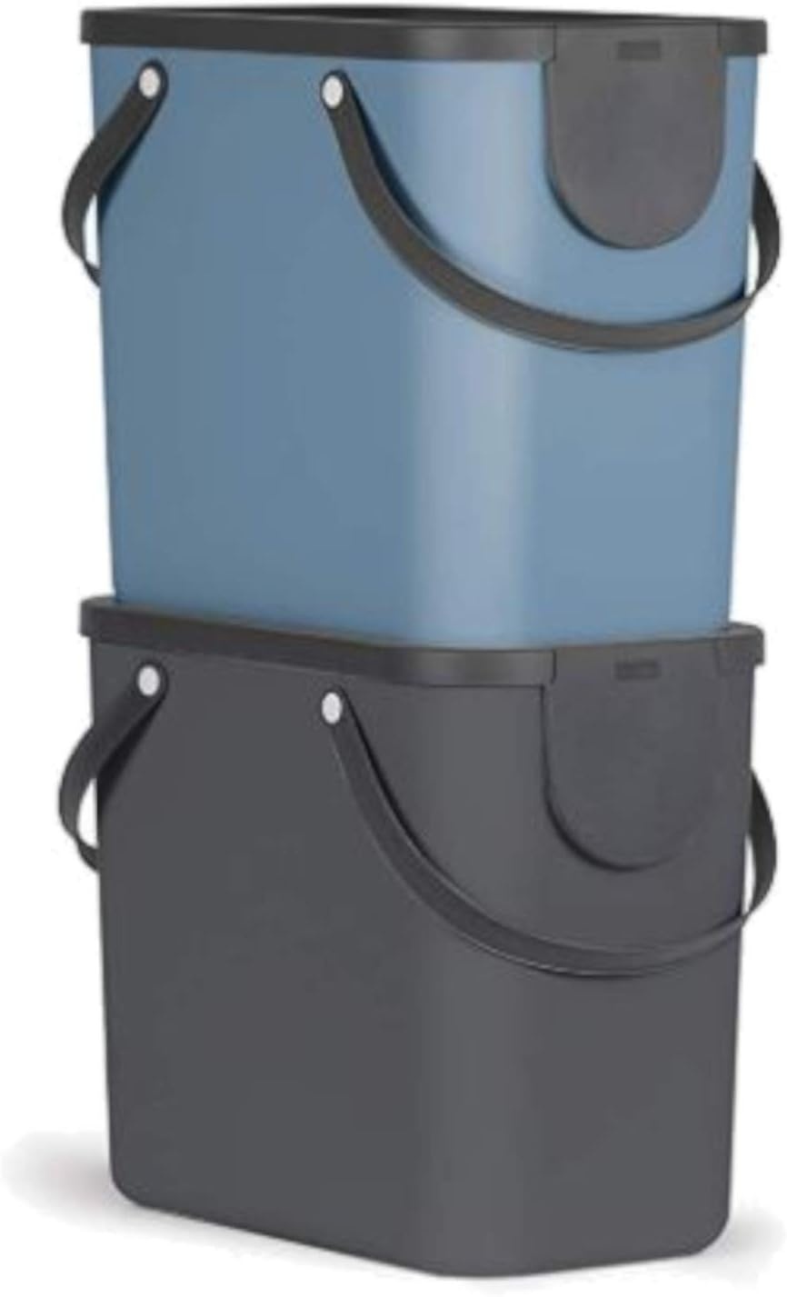 Rotho Albula Afvalscheidingssysteem Set van 4 - 2x25L & 2x40L - Blauw, Cappuccino en Antraciet